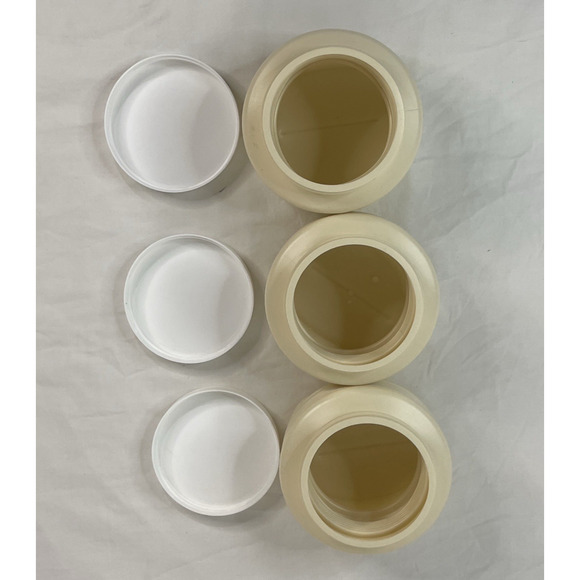 Vintage 1980s Popeet Plastic Collapsable Storage Containers White Set of 3 Lids - Picture 5 of 6